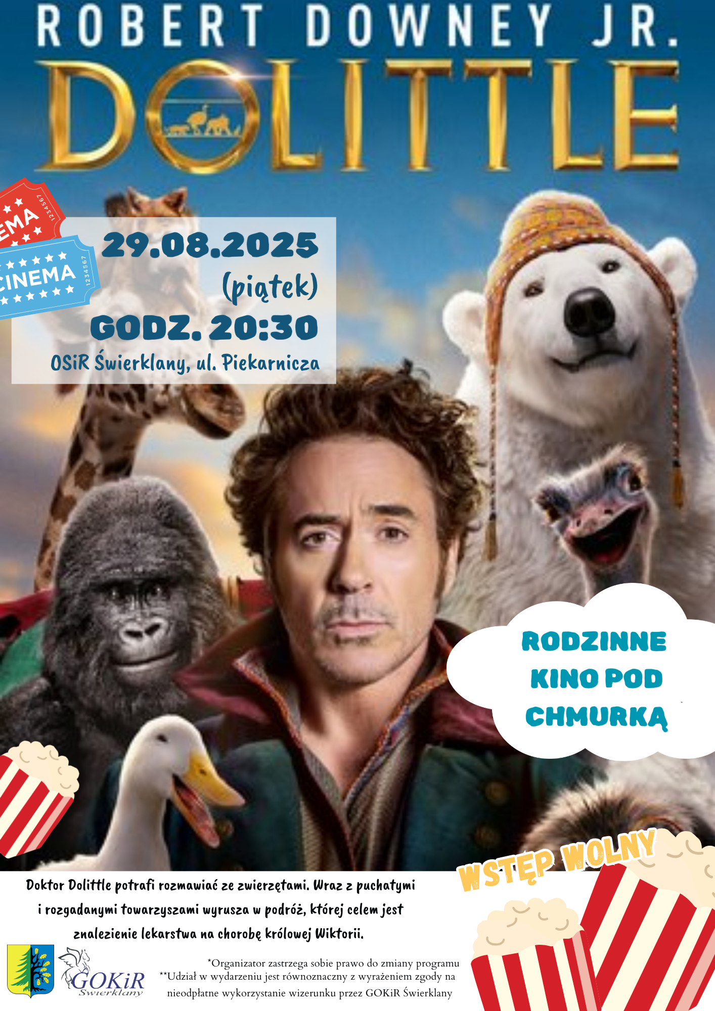 RODZINNE KINO POD CHMURKĄ - "Doktor Dolittle"