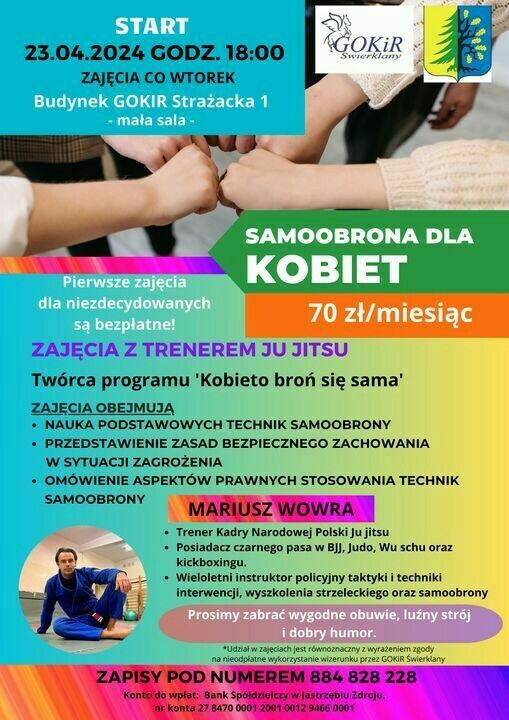 Zdjęcie do Serdecznie zapraszamy na cykliczne zajęcia z samoobrony dla kobiet!