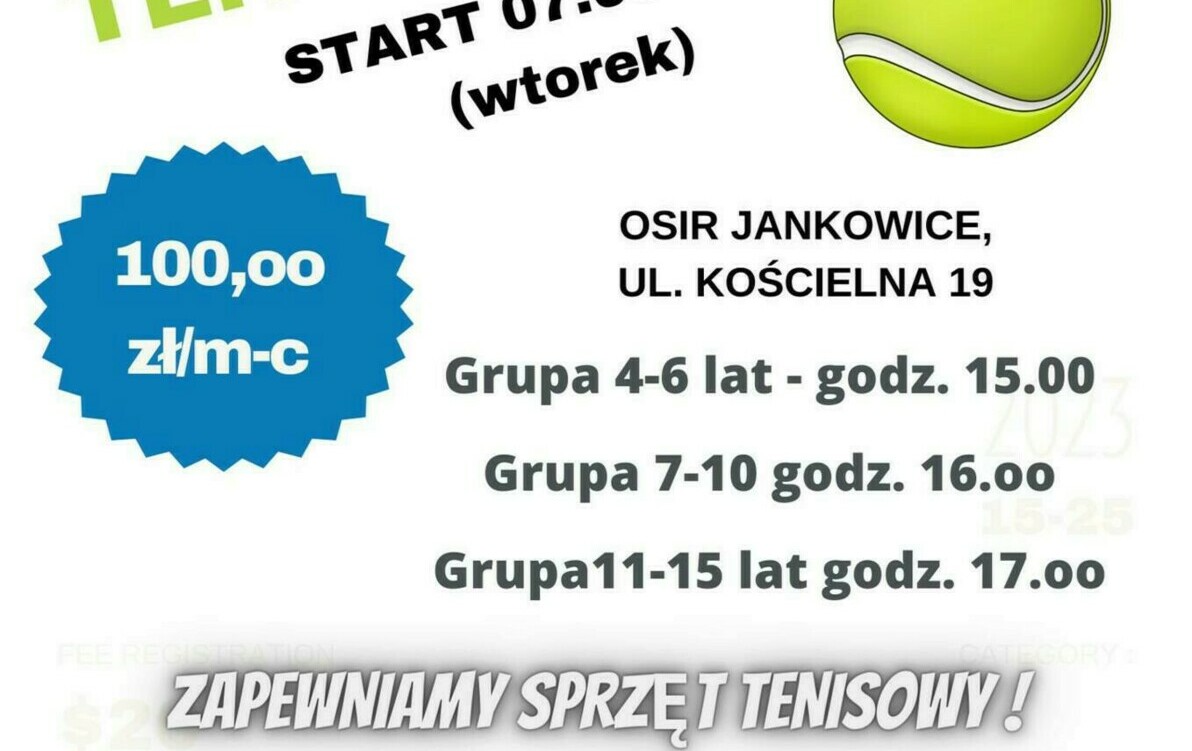 Zdjęcie do Zapraszamy na lekcje tenisa ziemnego! Start 7.05.