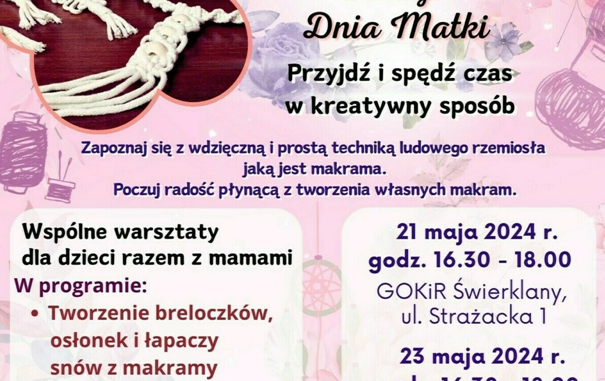 Zdjęcie do Zabierz mamę na warsztaty z okazji Dnia Matki!
