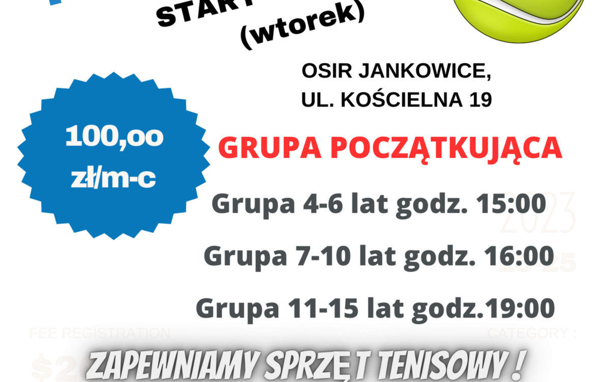 Zdjęcie do Lekcje Tenisa Ziemnego - Grupa początkująca 