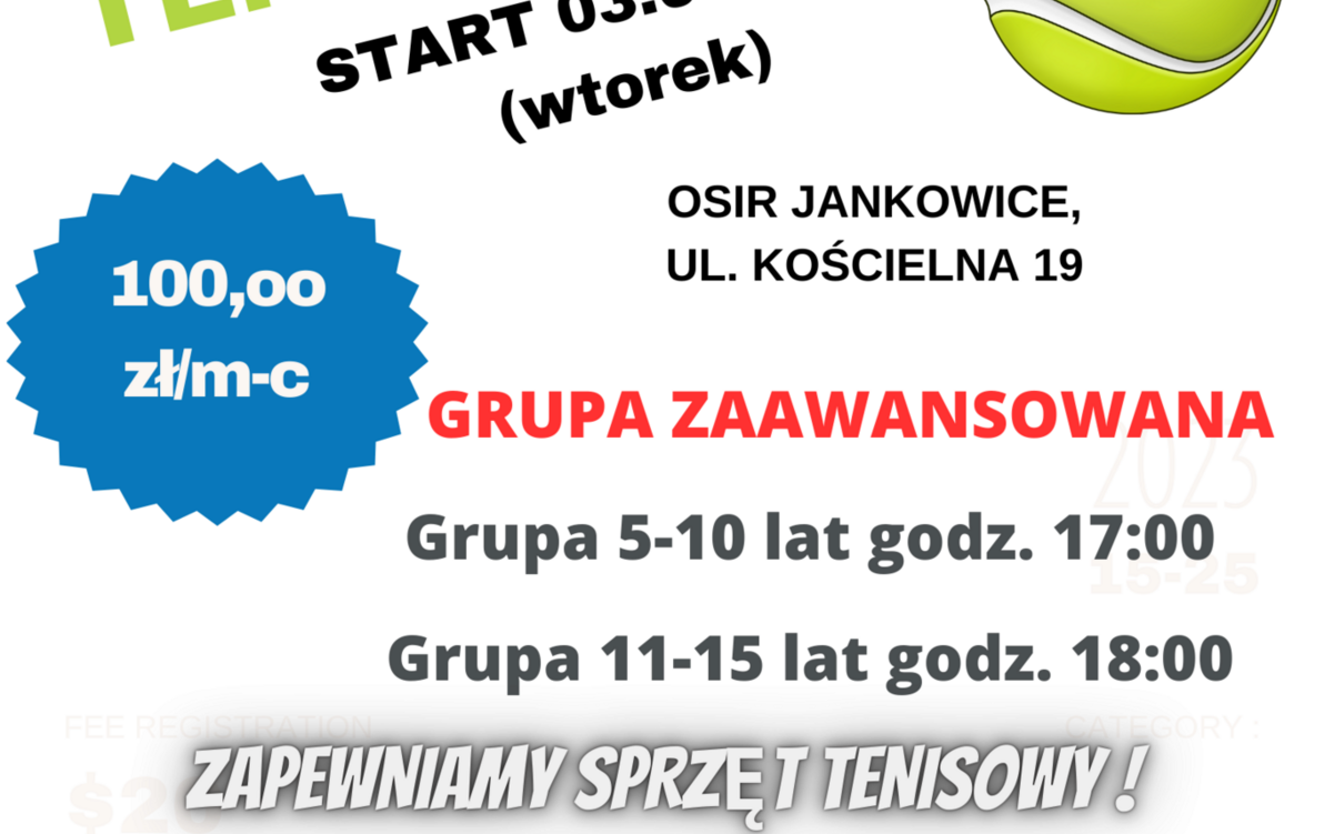 Zdjęcie do Lekcje Tenisa Ziemnego - Grupa zaawansowana