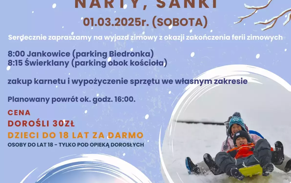 Zdjęcie do WYJAZD ZIMOWY - stacja narciarska Cieńk&oacute;w