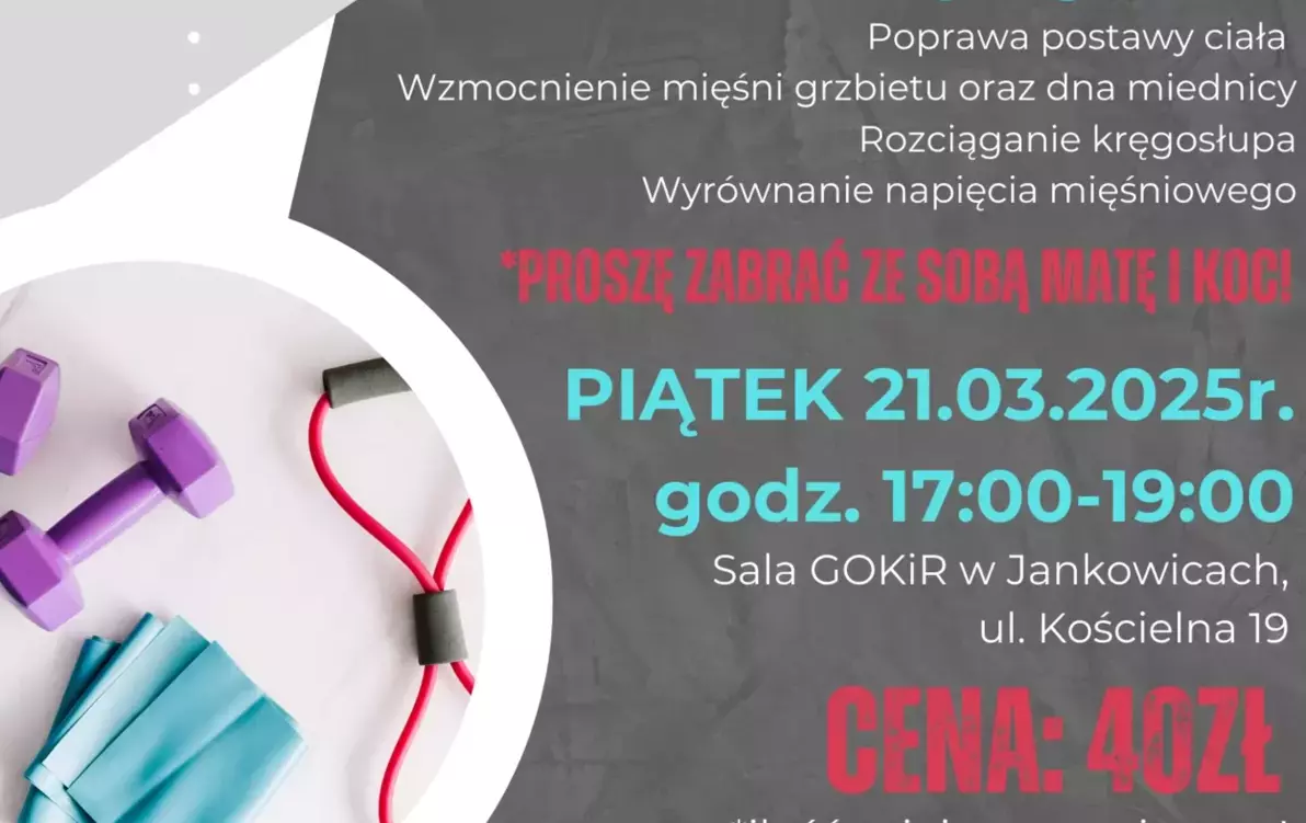 Zdjęcie do WARSZTATY - ZAJĘCIA DLA DOROSLYCH "KRĘGOSŁUP BEZ B&Oacute;LU"
