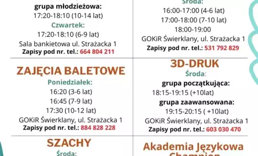 Zajęcia stałe Świerklany i Jankowice 