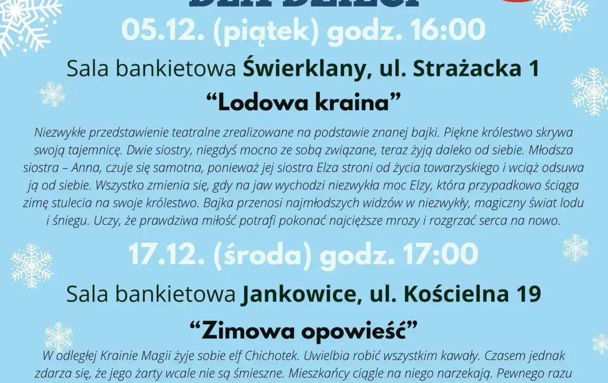 Spektakle dla dzieci - Grudzień