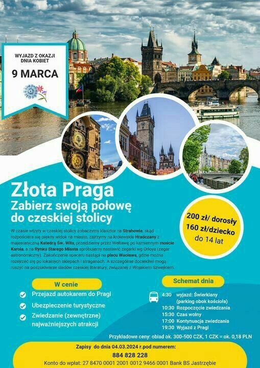 Zdjęcie do Uwaga, uwaga zostały ostatnie miejsca na wyjazd do Pragi już w najbliższą sobotę Zapraszamy