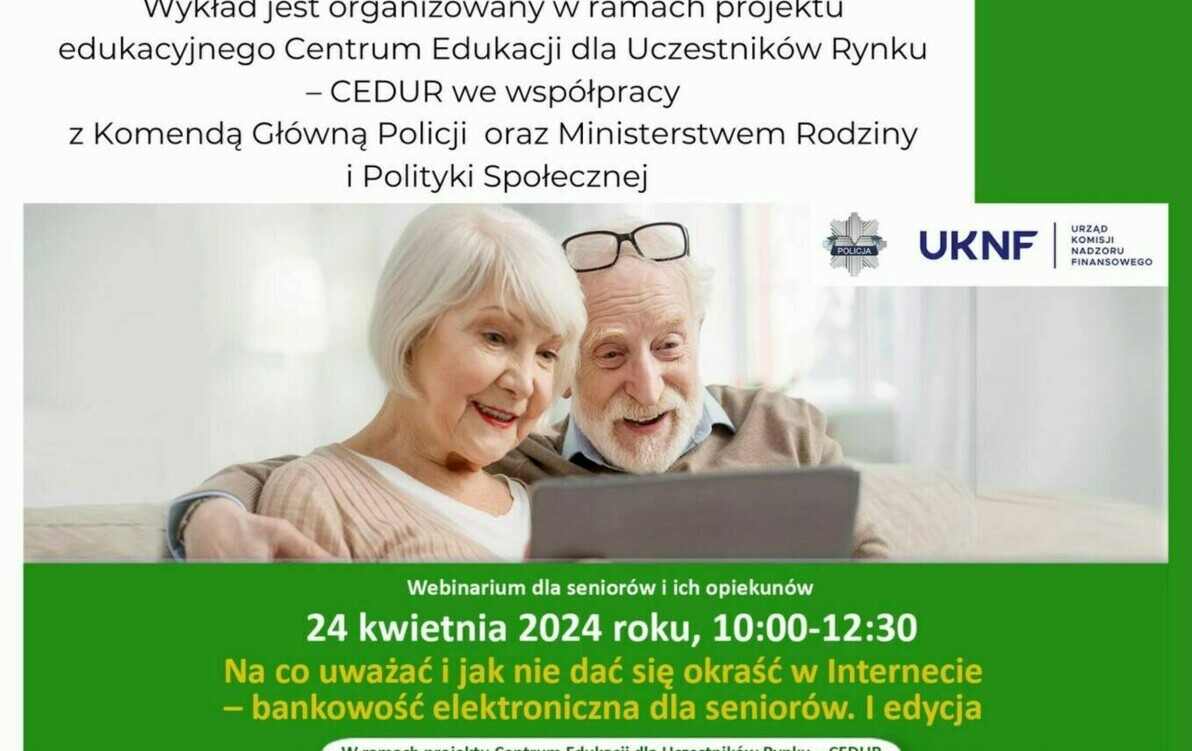 Zdjęcie do Zapraszamy senior&oacute;w na wykład "Na co uważać i jak nie dać się okraść w Internecie - bankowość elektroniczna. I edycja"