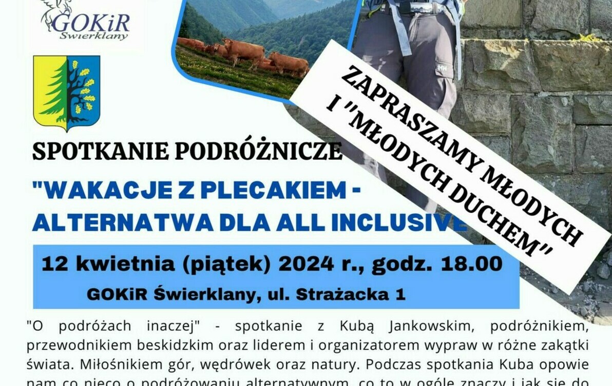 Zdjęcie do Zapraszamy na spotkanie podr&oacute;żnicze z Kuba Jankowski - Przewodnik Beskidzki
